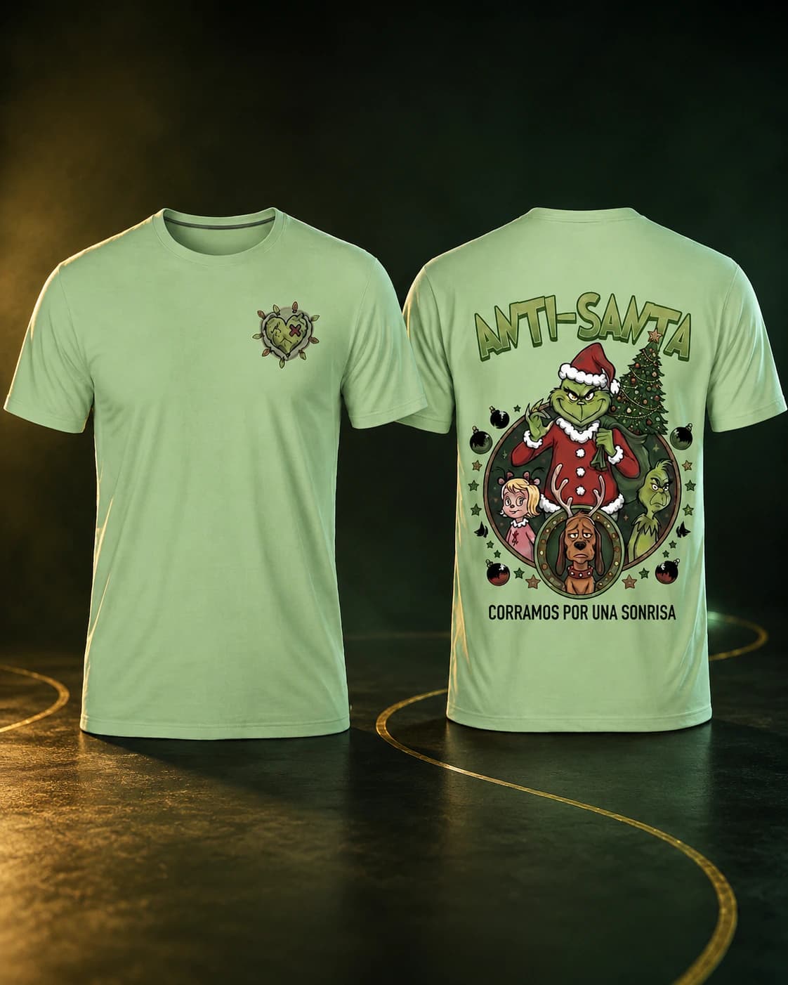 Camisa Anti‑Santa, frente y espalda